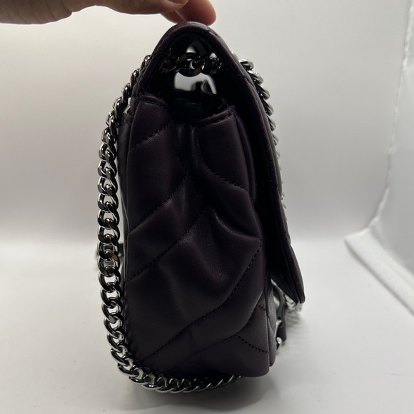Michael Kors Quilted Vivianne Shoulder Bag in Plum with Silver Chain - Picture 8 of 16